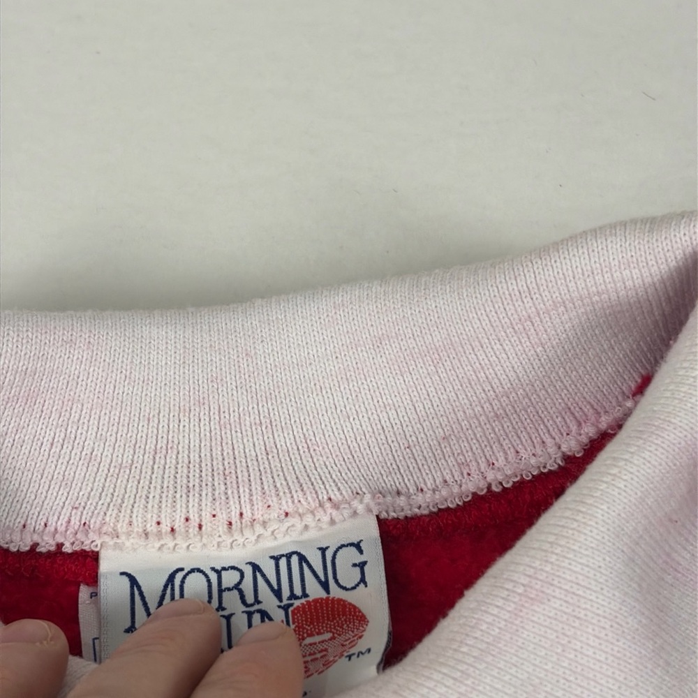 Vintage Sweatshirt 90s Morning Sun Popcorn 3D Puff Sweatshirt Hanes Red Large L - Picture 11 of 16